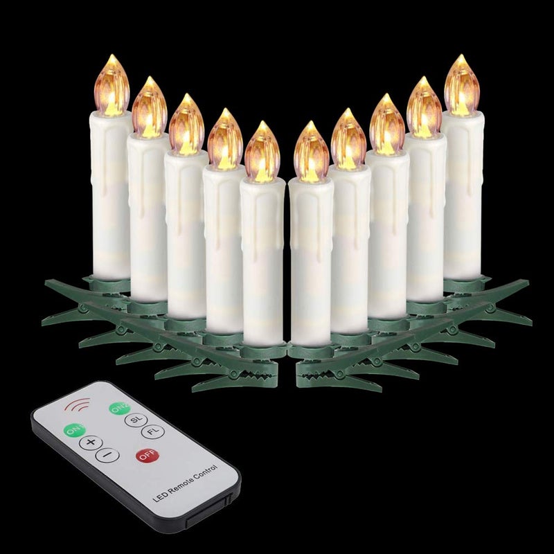 LeeHon Houdlee LED Flameless Taper Candles with Remote Control and Removable Clips ,Flickering 4 Inches Birthday Candles ,Set of 10 Warm White Candle for Christmas , Chandelier, Mini Wedding Taper Candles - Image 4